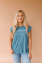 Load image into Gallery viewer, Make Heaven Crowded Blue Capped Sleeve Tee