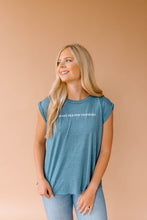 Load image into Gallery viewer, Make Heaven Crowded Blue Capped Sleeve Tee