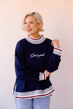 Load image into Gallery viewer, God is Good Mock Neck Pullover navy