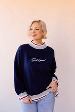 Load image into Gallery viewer, God is Good Mock Neck Pullover navy