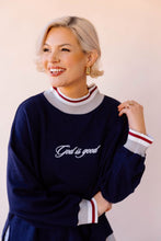 Load image into Gallery viewer, God is Good Mock Neck Pullover navy
