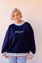 Load image into Gallery viewer, God is Good Mock Neck Pullover navy
